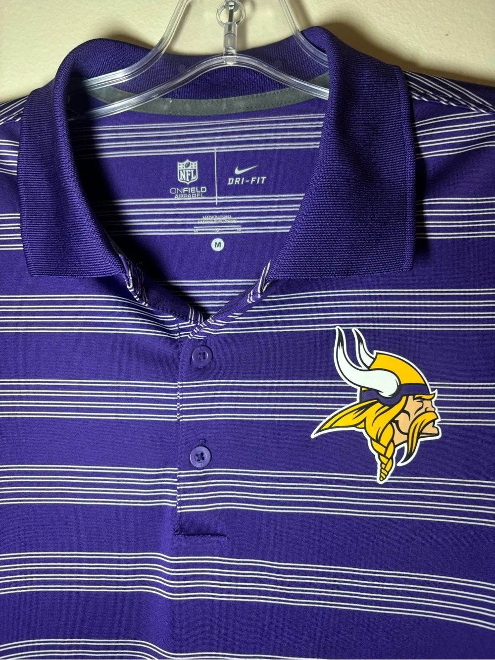 Nike Purple Striped Minnasota Vikings Golf Polo